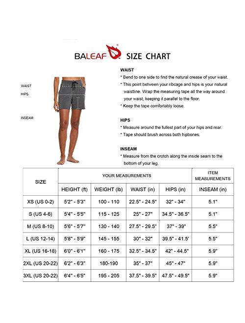 BALEAF Women's 5" Lightweight Cotton Yoga Pocketed Lounge Walking Shorts Pajama Activewear Travel Shorts