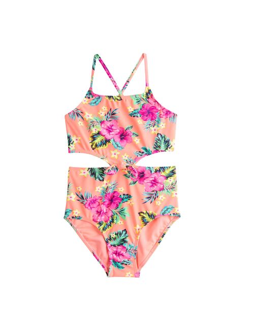 Girls 7-16 SO® Side Cutout One-Piece Swimsuit