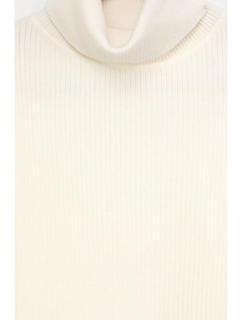 Lulus Naomi Ivory Knit Turtleneck Sleeveless Sweater Top