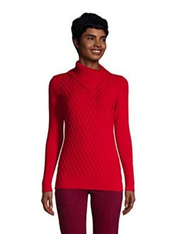 Women's Fine Gauge Cotton Mix Stitch Turtleneck Sweater