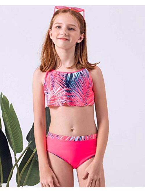 AS ROSE RICH Girls Bathing Suits 2T-6X - 2 Piece Swimsuits for Toddler Little Girls - Summer Beach Sports Swimsuits