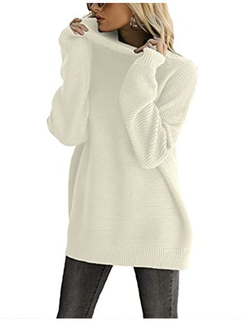 CHERFLY Womens Turtleneck Sweater Long Sleeve Knit Pullover Chunky Tops