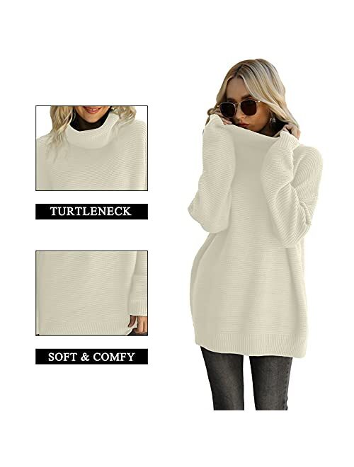 CHERFLY Womens Turtleneck Sweater Long Sleeve Knit Pullover Chunky Tops