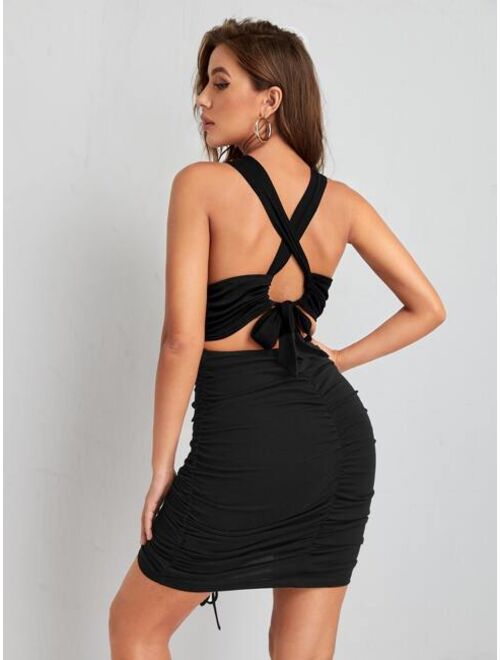 Shein Cut Out Front Lace Up Bodycon Dress