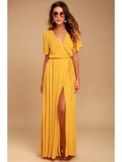 Much Obliged Golden Yellow Wrap Maxi Dress