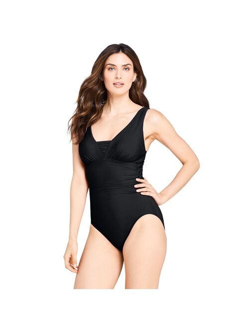 Plus Size Lands' End Grecian Slendersuit Tummy Control DD-Cup Chlorine Resistant One-Piece Swimsuit
