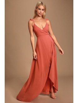 Here's To Us Rose High-Low Wrap Dress