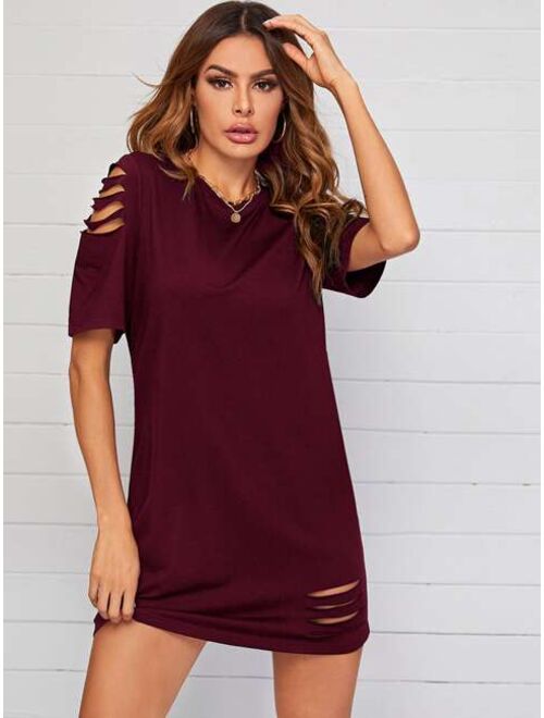 Shein Solid Ladder Cut Out Dress