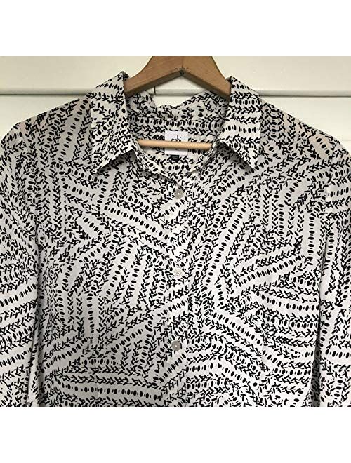 cabi 3255 Split Back Button Down Printed Blouse