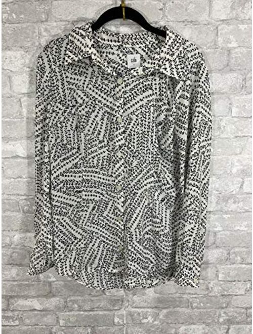 cabi 3255 Split Back Button Down Printed Blouse