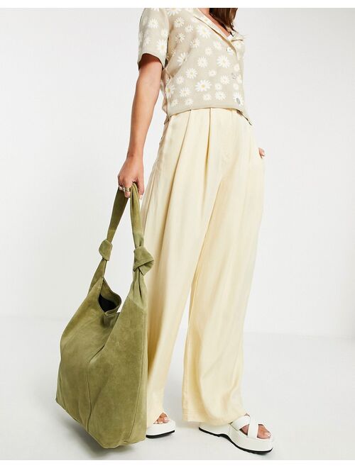 Asos Design khaki suede slouchy tote with strap detail