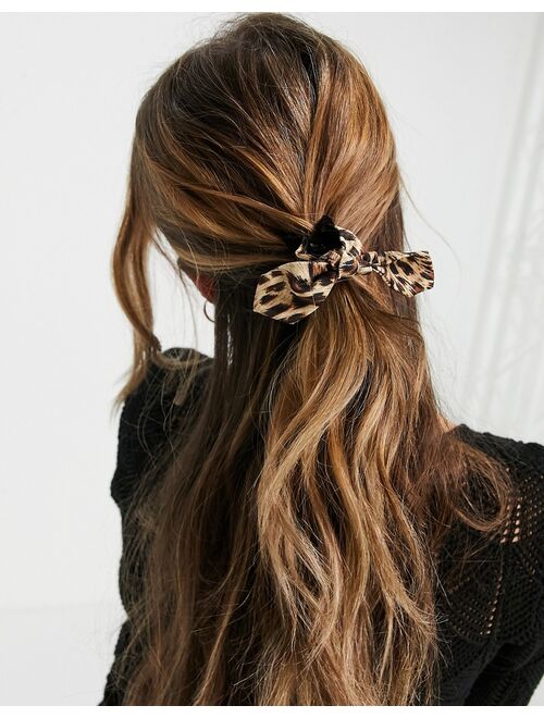 Asos Design hair claw with bow detail in leopard