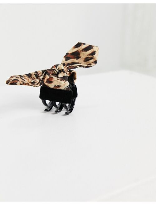 Asos Design hair claw with bow detail in leopard