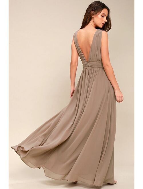 Lulus Heavenly Hues Taupe Maxi Dress