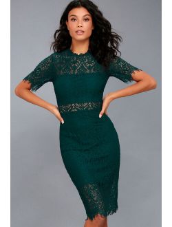 Remarkable Forest Green Lace Dress