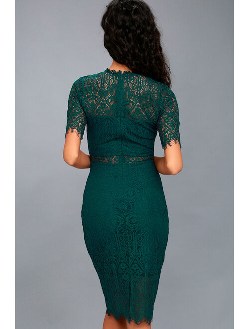Lulus Remarkable Forest Green Lace Dress