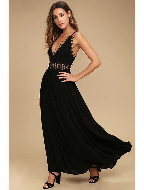 Lulus This is Love Black Lace Maxi Dress