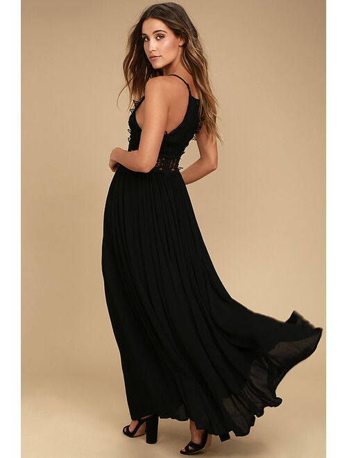 Lulus This is Love Black Lace Maxi Dress
