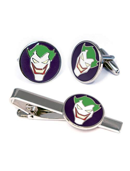 SharedImagination Joker Minimalist Cufflinks, Justice League Tie Clip, DC Comics Batman vs Superman Tie Tack Jewelry, Harley Quinn Cuff Links Link Wedding Party Gift, Ave
