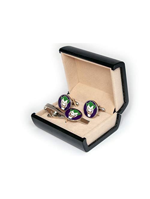 SharedImagination Joker Minimalist Cufflinks, Justice League Tie Clip, DC Comics Batman vs Superman Tie Tack Jewelry, Harley Quinn Cuff Links Link Wedding Party Gift, Ave