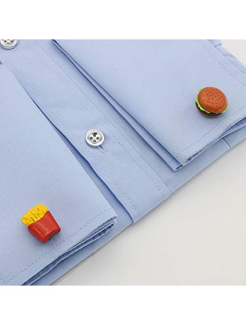Hamburger and French Fries Cufflinks Funny Burger Fast Food Cuff Links