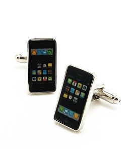 Covink Smart Phone Rhodium Plated Cufflinks with Gift Box
