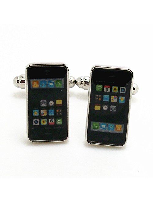 Covink Smart Phone Rhodium Plated Cufflinks with Gift Box