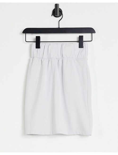 Asos Design Tall jersey mini skirt with deep shirred waistband and double notch hem in washed gray