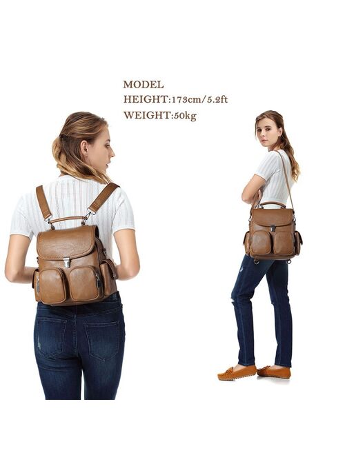 VASCHY Women Backpack Purse Anti Theft Cute Small Mini Convertible PU Leather Backpack Shoulder Bag for Ladies Teen Girls