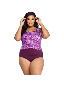 Plus Size Lands' End Tugless Bust Minimizer One-Piece Swimsuit