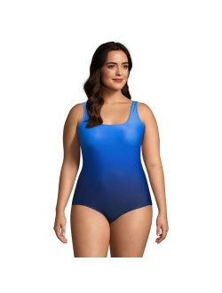 Plus Size Lands' End Tugless Sporty DDD-Cup Chlorine Resistant Bust-Minimizer One-Piece Swimsuit