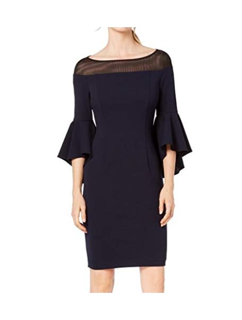 Calvin Klein Womens Off-The-Shoulder Illusion Sheath Dress