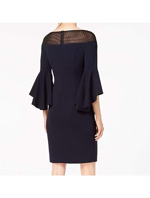 Calvin Klein Womens Off-The-Shoulder Illusion Sheath Dress
