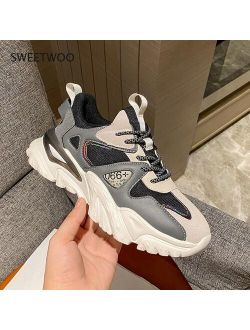 SWEETWOO 2021 Sneakers New Ladies Casual Shoes Breathable Ladies Sneakers Lace Patchwork Roman Shoes