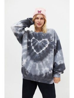 Recycled Heart Tie-Dye Crew Neck Sweatshirt
