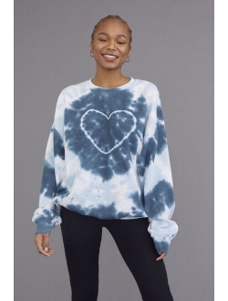 Recycled Heart Tie-Dye Crew Neck Sweatshirt