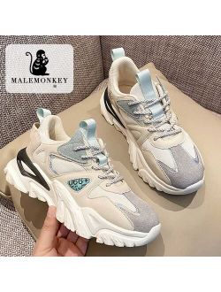 MALEMONKEY Women Chunky Sneakers Casual Platform 2021 Fashion Spring Breathable Comfort Running Couple Sport  Shoes White Plus Size 35-44
