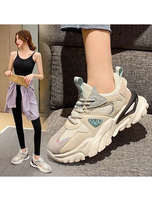 MALEMONKEY Women Chunky Sneakers Casual Platform 2021 Fashion Spring Breathable Comfort Running Couple Sport  Shoes White Plus Size 35-44