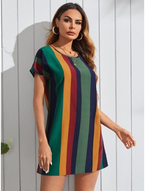 Shein Colorful Stripe Tee Dress
