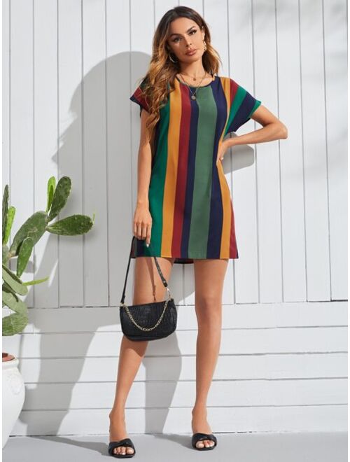 Shein Colorful Stripe Tee Dress