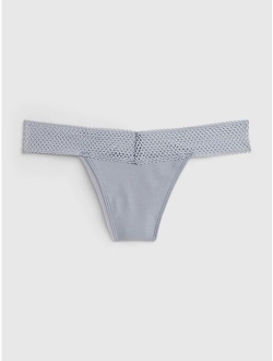 Stretch Cotton Lace Thong