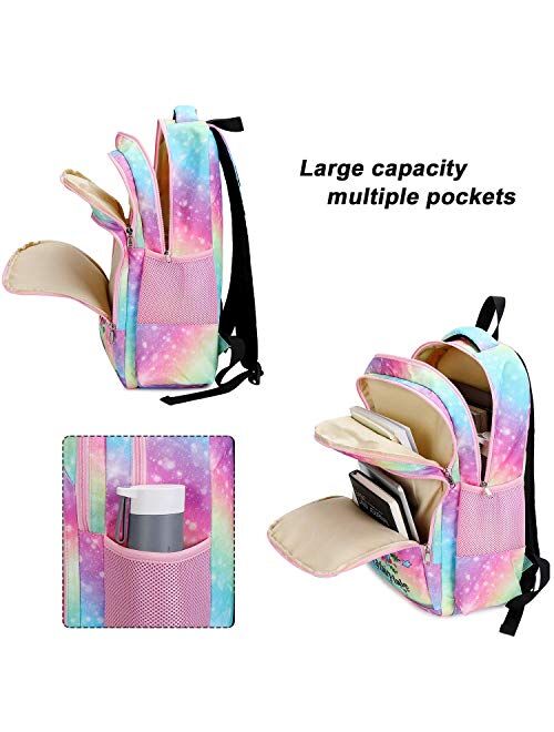 BTOOP Girls Backpack Kids Boys Elementary Bookbag Girly School Bag with Insulated Lunch Tote and Pencil Pouch