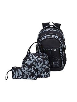 Tonlen School Backpack and Lunch Bag Set for Boys Heavy Duty Middle Elementary Children's Book Bag