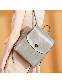 Fashion High Quality Genuine Leather Backpack For Girls Daypack Female Knapsack Vintage Casual Women Oil Wax Cowhide Rucksack