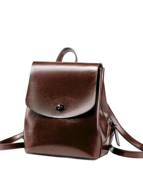 Fashion High Quality Genuine Leather Backpack For Girls Daypack Female Knapsack Vintage Casual Women Oil Wax Cowhide Rucksack