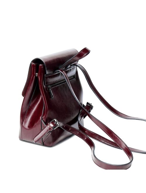 Fashion High Quality Genuine Leather Backpack For Girls Daypack Female Knapsack Vintage Casual Women Oil Wax Cowhide Rucksack