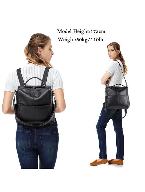 VASCHY Backpack Purse for Women Fashion Square Mini Small Convetible PU Leather Backpack Shoulder Bag for Ladies Teen Girls