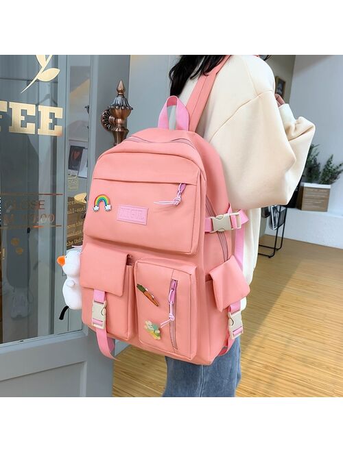 4 pcs sets canvas Schoolbags For Teenage Girls Women Backpack Canvas kids Primary School Bag College Student Laptop Backpacks