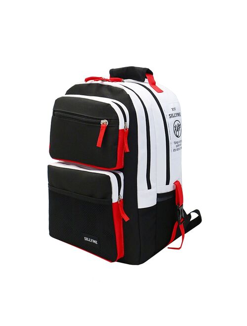Black and white stitching High school bags for teenage boys girls travel backpack laptop bag 15.6 kids schoolbag backpack