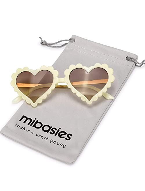 mibasies Kids Heart Shaped Sunglasses for Toddler Girls Age 3-10, UV 400 Protection
